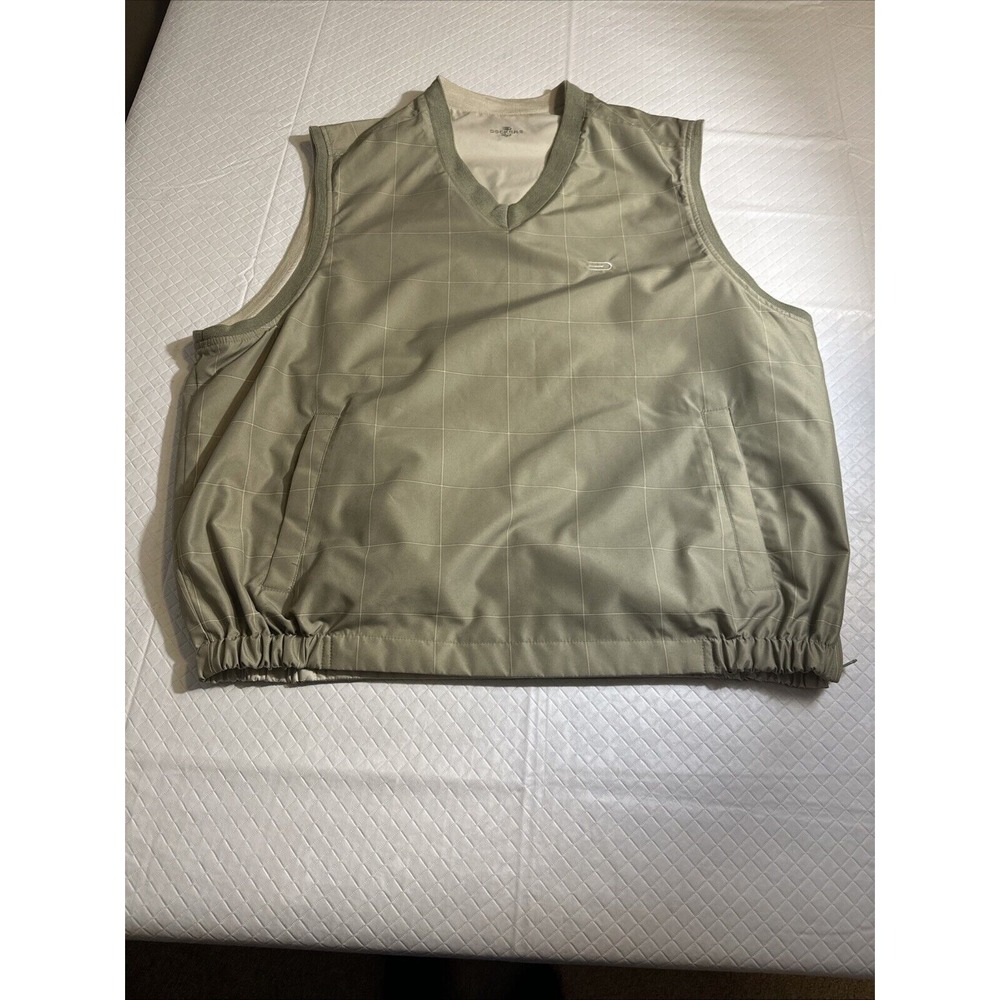 Dockers Golf Sleeveless Vest Jacket Green Beige Reversible Mens XL Side Zip